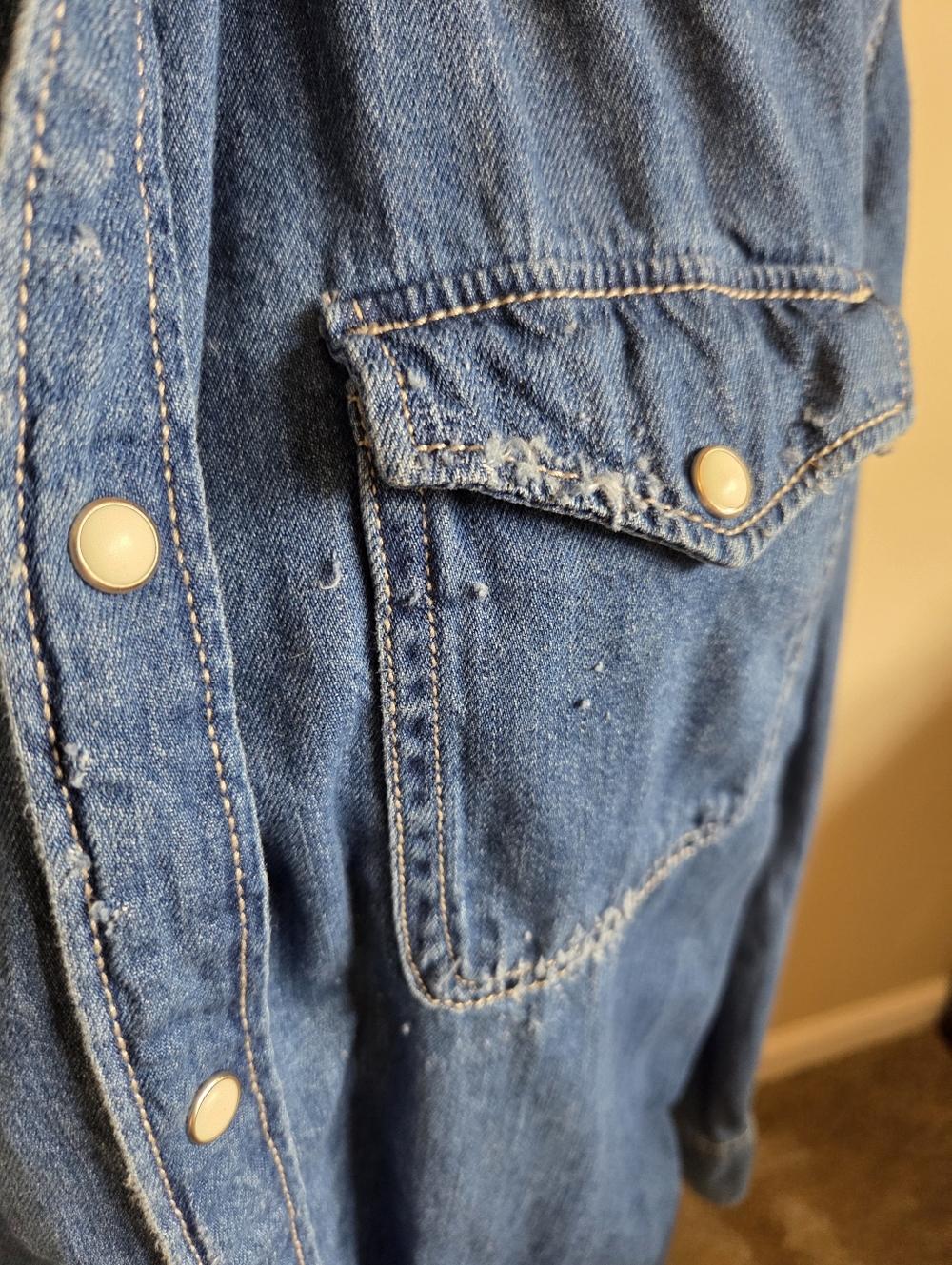 Zara Blue Denim Button-Down Shirt - Picture 10 of 15